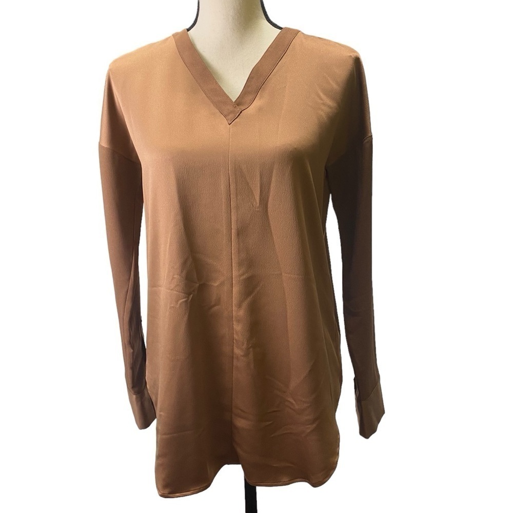 Lysse Blouse Sz XS Copper Brown V-neck Pullover